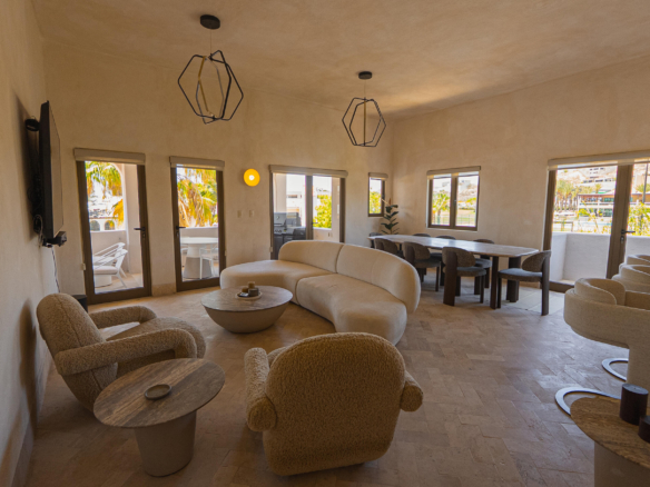 Esperanza Casa Nima Experience resort-style living in this spacious and beautifully designed 3-bedroom, 3-bathroom residence within the exclusive Casa Nima community. Occupying the entire floor, this unique home offers exceptional privacy with no neighboring units next to you. Mediterranean-inspired architecture, elegant arches, and abundant natural light create a warm and sophisticated atmosphere. The expansive living and dining areas flow seamlessly to a generously sized terrace, perfect for entertaining and outdoor BBQ gatherings. Custom cabinetry throughout is included. Residents enjoy world-class amenities including a fitness center, restaurant, kids club, pet park, pickleball courts, and lush grounds, all thoughtfully designed to deliver the feel and service of a luxury resort. – 3400 P. Finisterra, San Jose del Cabo, BS