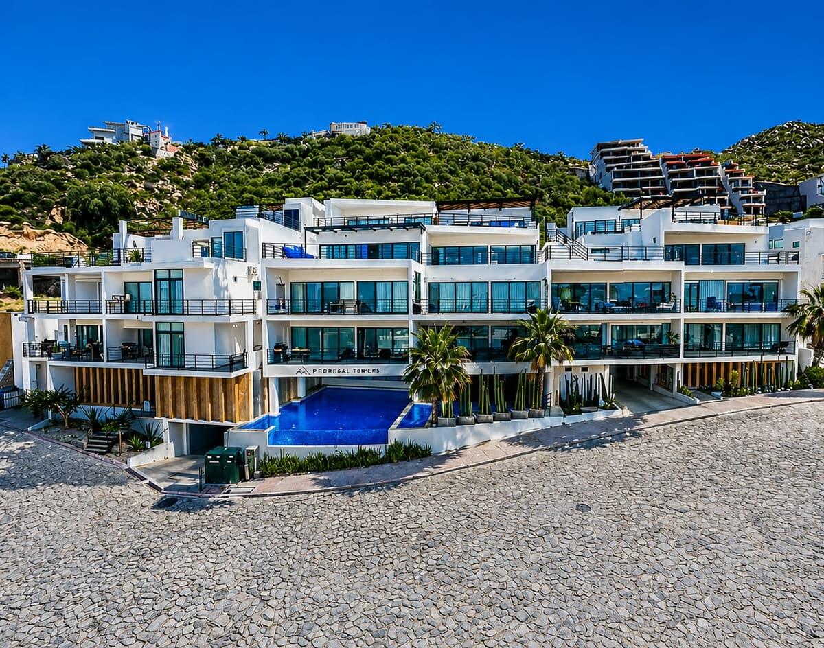 Esperanza Pedregal Towers Pedregal Towers A03 is a rare 3BR/3BA condo in Cabo San Lucas exclusive Pedregal community, walkable to downtown and the marina. Floor-to-ceiling sliding doors connect the living area to a private terrace with city/mountain for sale