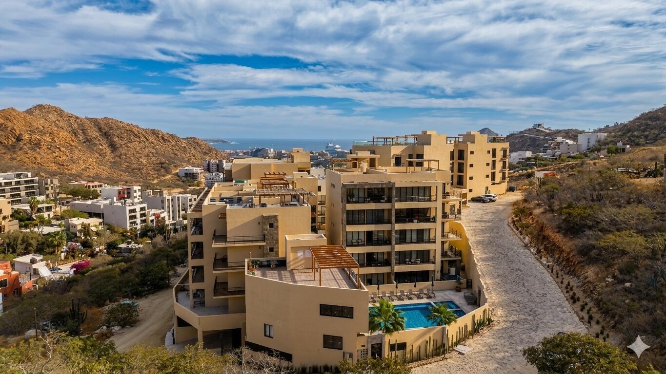 Esperanza Vista Mare Condo for sale at Vista Mare, Cabo San Lucas, located on the second level with ocean and mountain – Don Alberto, Cabo San Lucas, BS