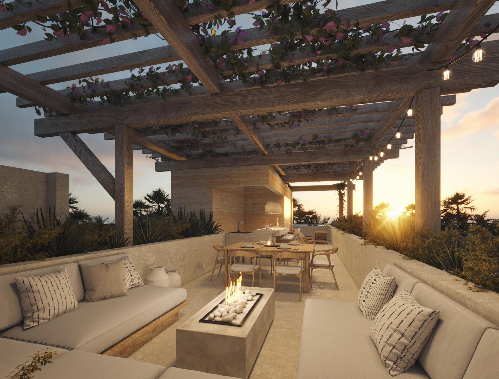 Esperanza Cerritos Penthouse offers an elevated coastal living experience with 3 bedrooms, 3.5 bathrooms, and 258.41 m² (2,782 sq ft) of thoughtfully designed indoor and outdoor living space. The main level features an open-concept kitchen, dining, and living area that flows seamlessly onto a spacious covered terrace, while the private rooftop becomes your own retreat with a pool, jacuzzi, lounge, and outdoor entertaining area designed to capture beautiful ocean for sale